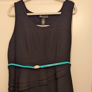NWT - Lane Bryant Black Peplum Dress Turquoise Belt - Size 20